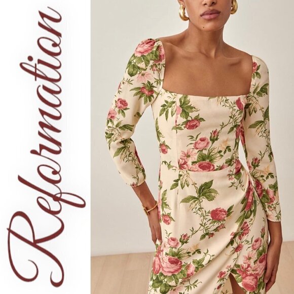 Reformation Dresses & Skirts - NWT REFORMATION Hilda Floral Rose Dress In Jardin, Size 4